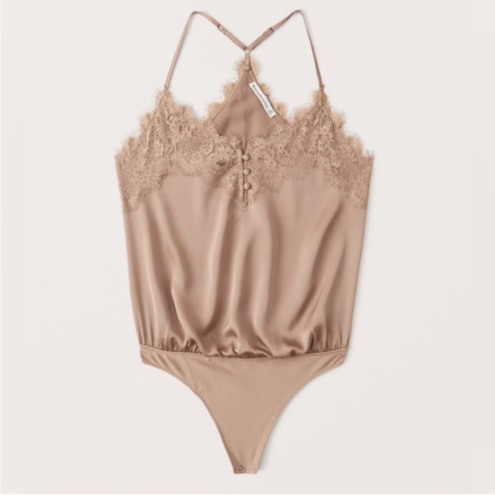 Abercrombie and Fitch - Silk Lace Cami Bodysuit - Champagne - Size Small